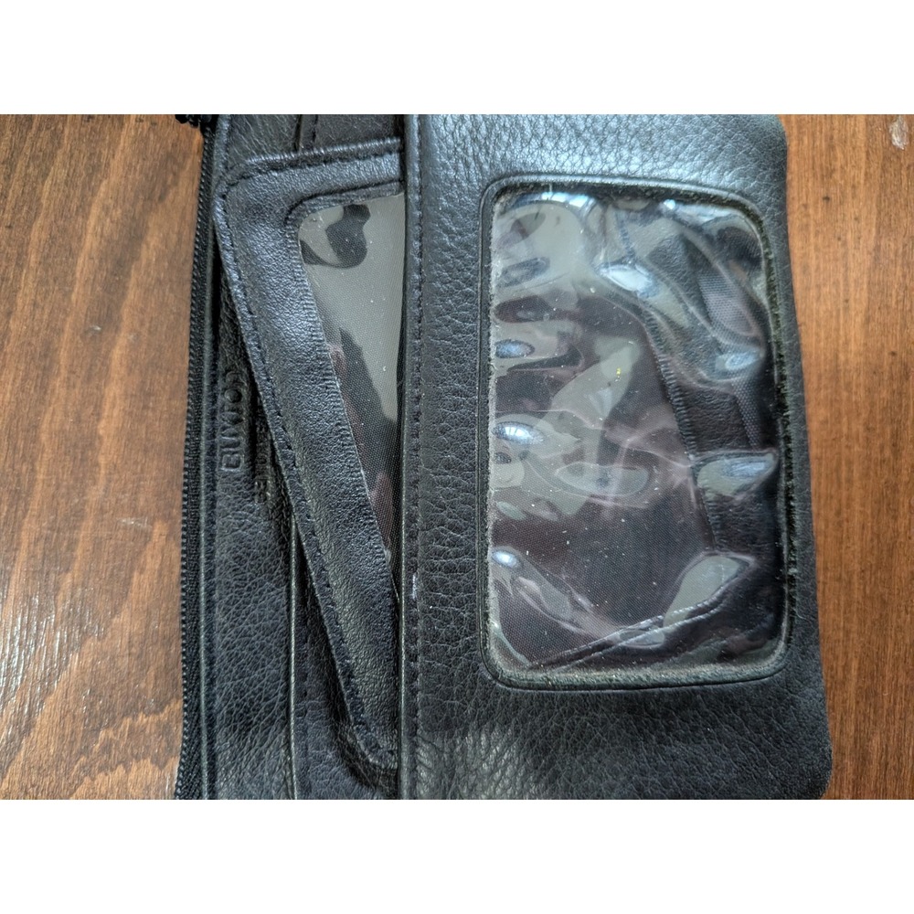 Buxton Leather Wallet Card Holder Set Mens OS Black Zippered Pouch